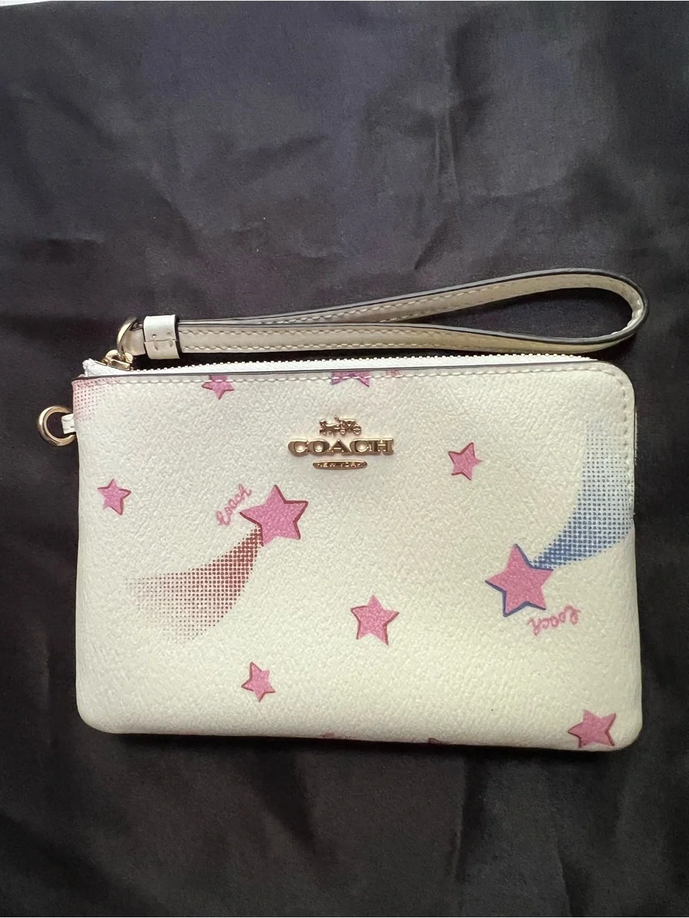 Coach White and Pink Star Wristlet NWT